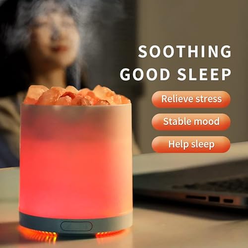 Coozment 2-In-1 Himalayan Salt Lamp & Ultrasonic Essential Oil Diffuser, Salt Lamp Diffuser,Humidification,Aromatherapy,Usb Interface,7 Color Lights& Waterless Auto-Off. #TOP3