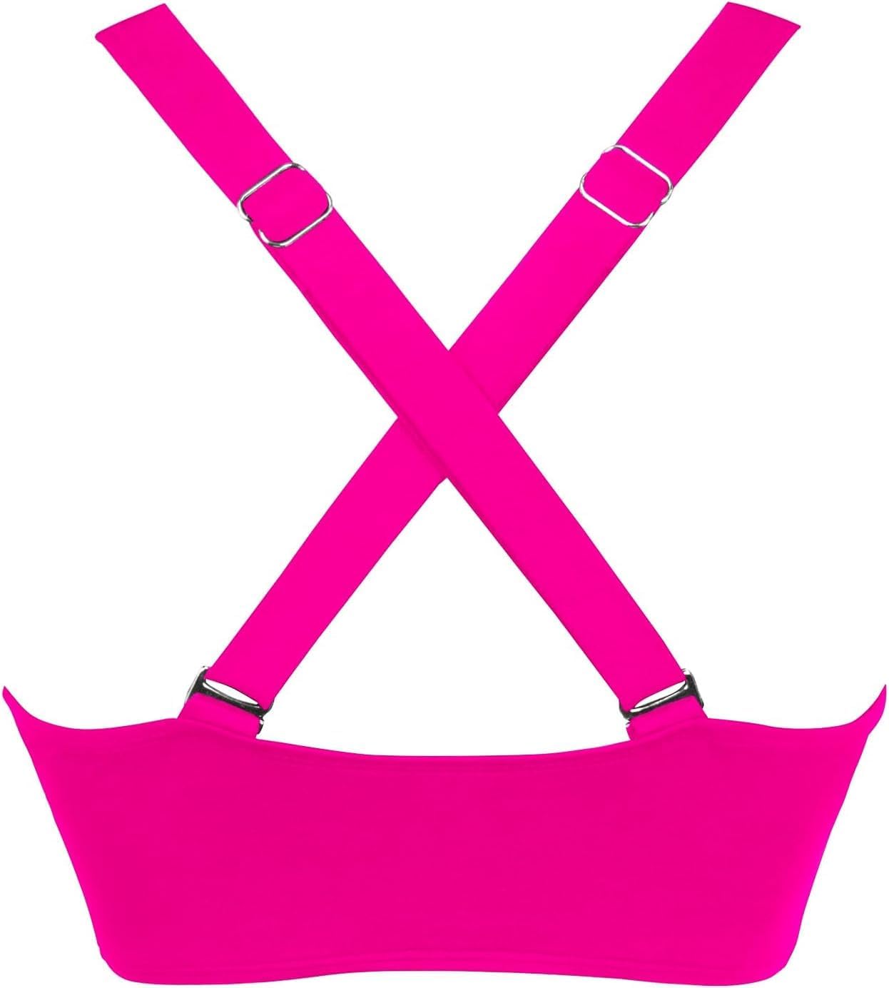 Women's Sporty Adjustable Wide Straps Bikini Top Large Bust Criss Cross Back Supportive Swimsuit Tops Only
