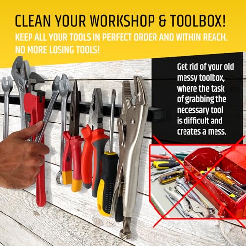2434 heavy-duty magnetic tool holder upgraded version - extremely powerful magnetic pull force to hold heavy tools - professional space-saving magnetic bar - tool organizer rackstrip