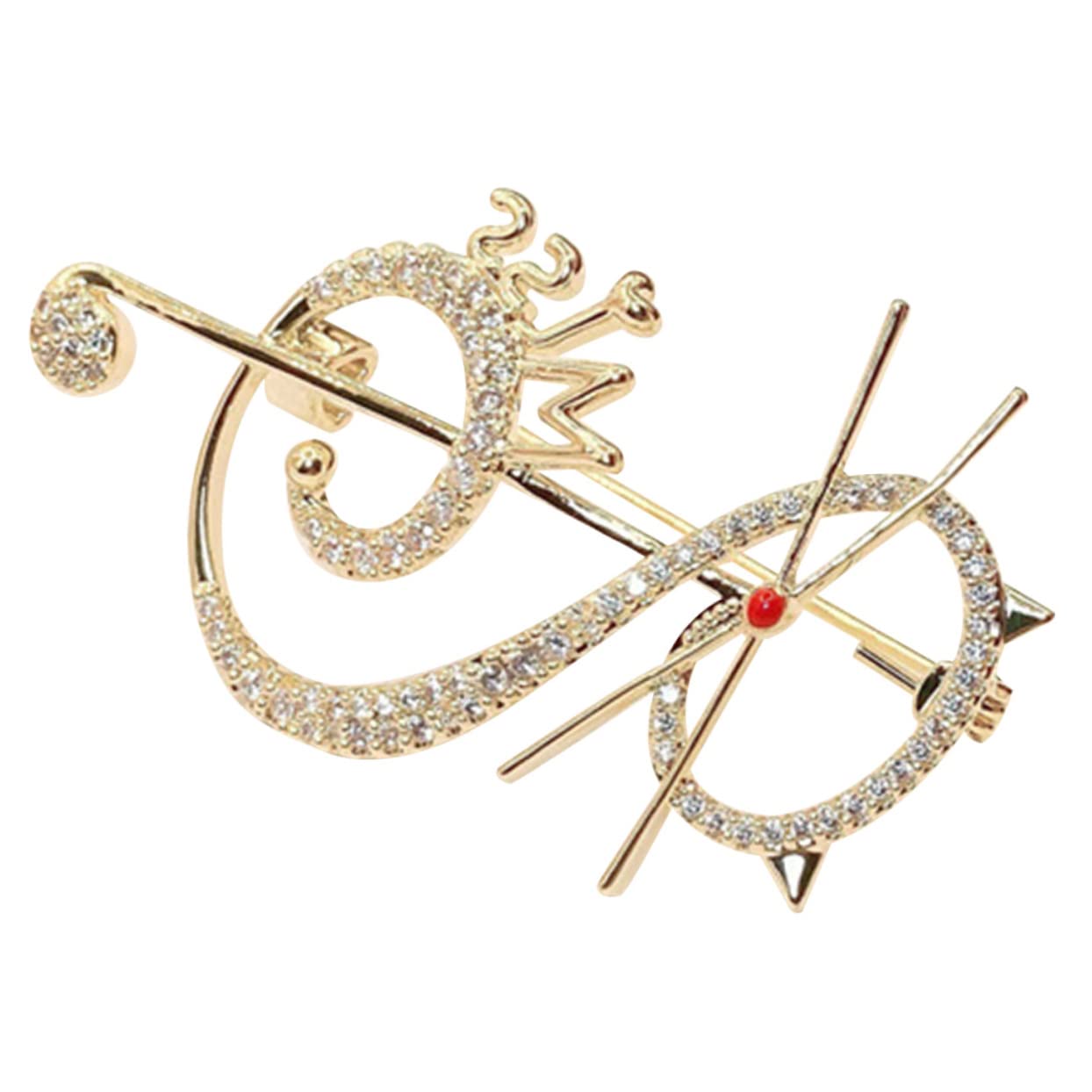 FRCOLOR Musiknotenbrosche Zirkon-Brosche-Abzeichen Musiknote Brustnadel Frauen Broschen bezaubernde Zirkonbrosche Damen Brosche Anstecknadel mit Musiknoten Kupfer Golden