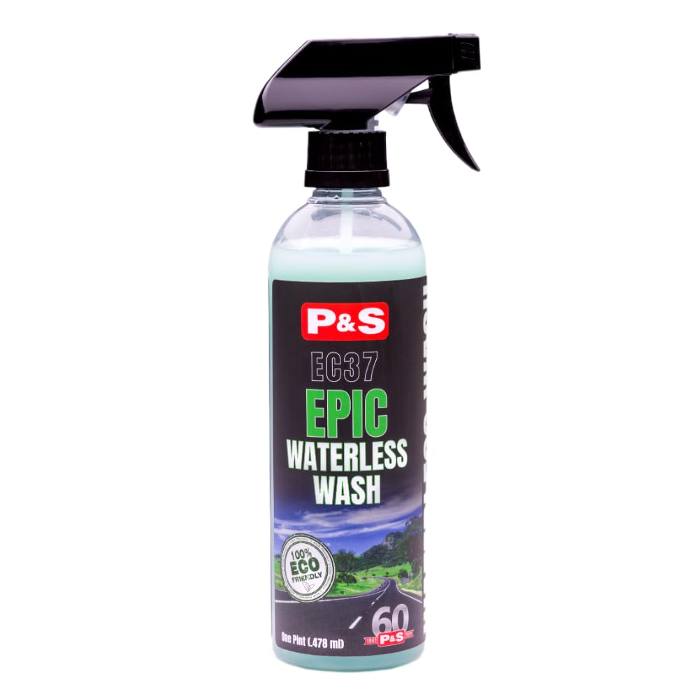 P&S Professional Detail Products Epic Waterless Wash – No-Water Car Cleaner, Polymer Gloss Intensifier, Safe on Paint, Metal & Glass, Quick Detailer & Wax Alternative, 1 Pint
