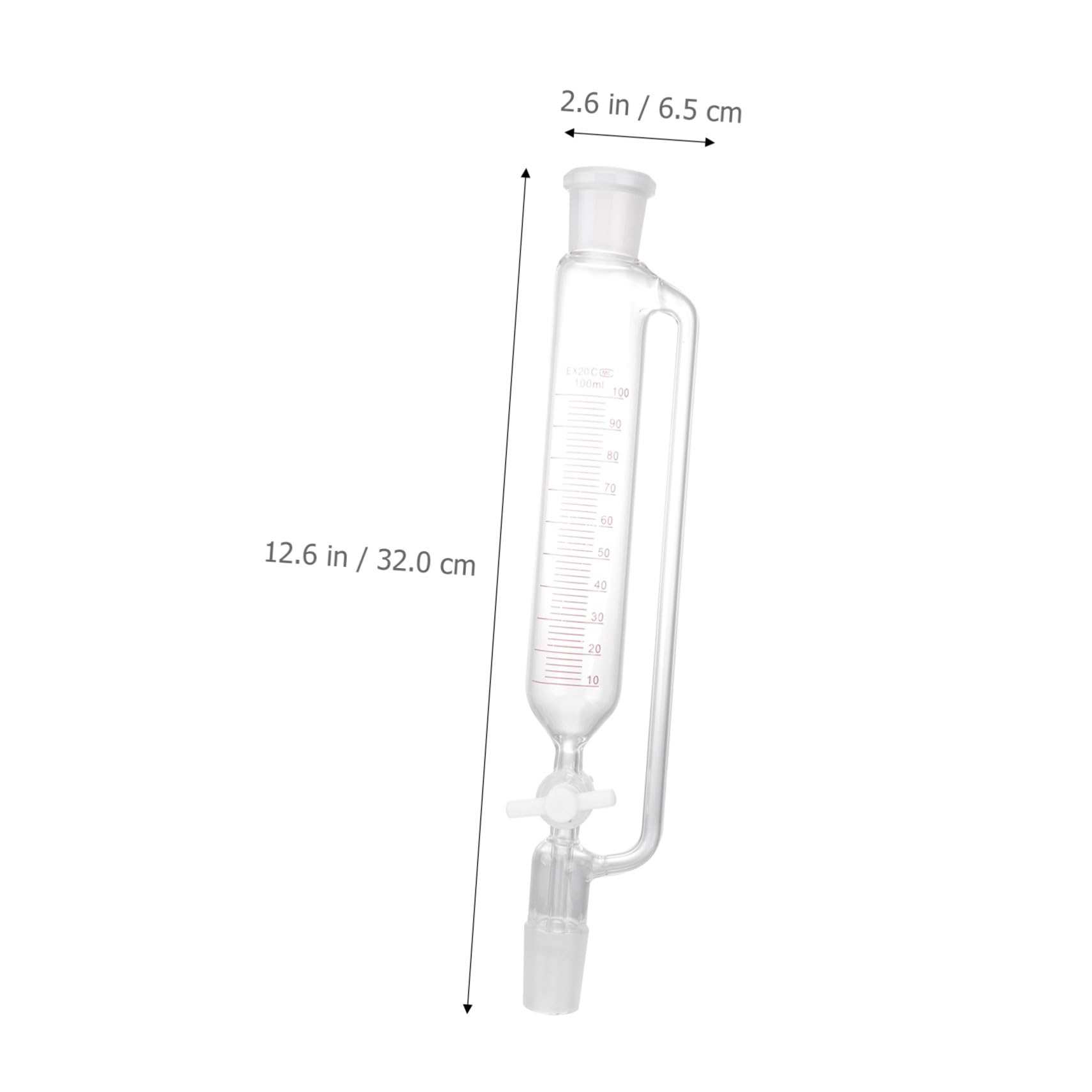 Embudo Pistón de Ptfe de Vidrio de Decantación Cilíndrico Resistencia Química y Corrosión Dispositivo Destilador Experimental Duradero para Laboratorio