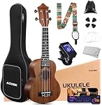 AODSK Soprano Ukulele pour débutant 21 Kit Ukelele de pouce avec Gig Bag StrapTuner Chaîne de nylon 4 Choisir un vêtement Leçon en ligne Cadeau de vacances