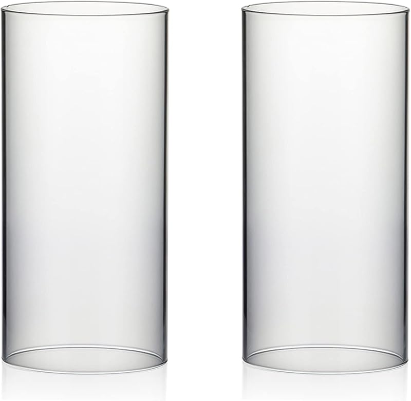 WGVI Funda para portavelas Hurricane, ancho 4.7", altura 10", 2 piezas, cilindro de vidrio transparente abierto en ambos extremos, tubo de sombra para chimenea (HST4710_2pc)