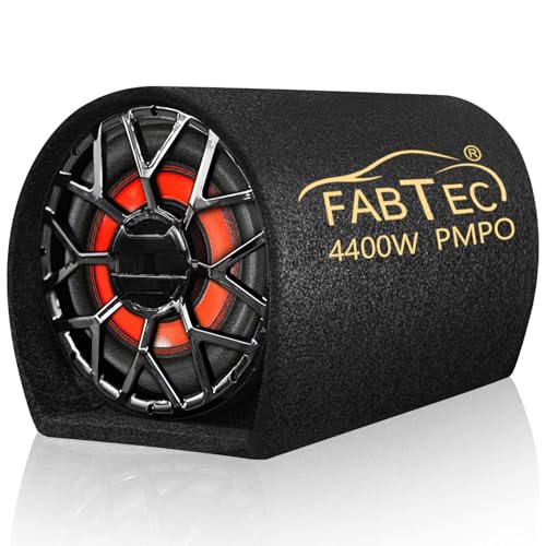 Image of FABTEC 8 Inch Grey Car Bass Tube Subwoofer with Inbuilt Amplifier - Powerful Audio and Deep Bass (8 Inch)