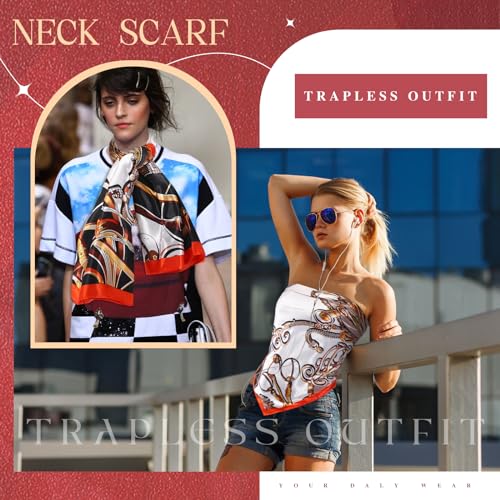 Hicarer 4 Pcs 35 Inch Silky Head Scarf Large Square Neck Scarf Sleeping Hair Wrapping Satin Scarf for Women4