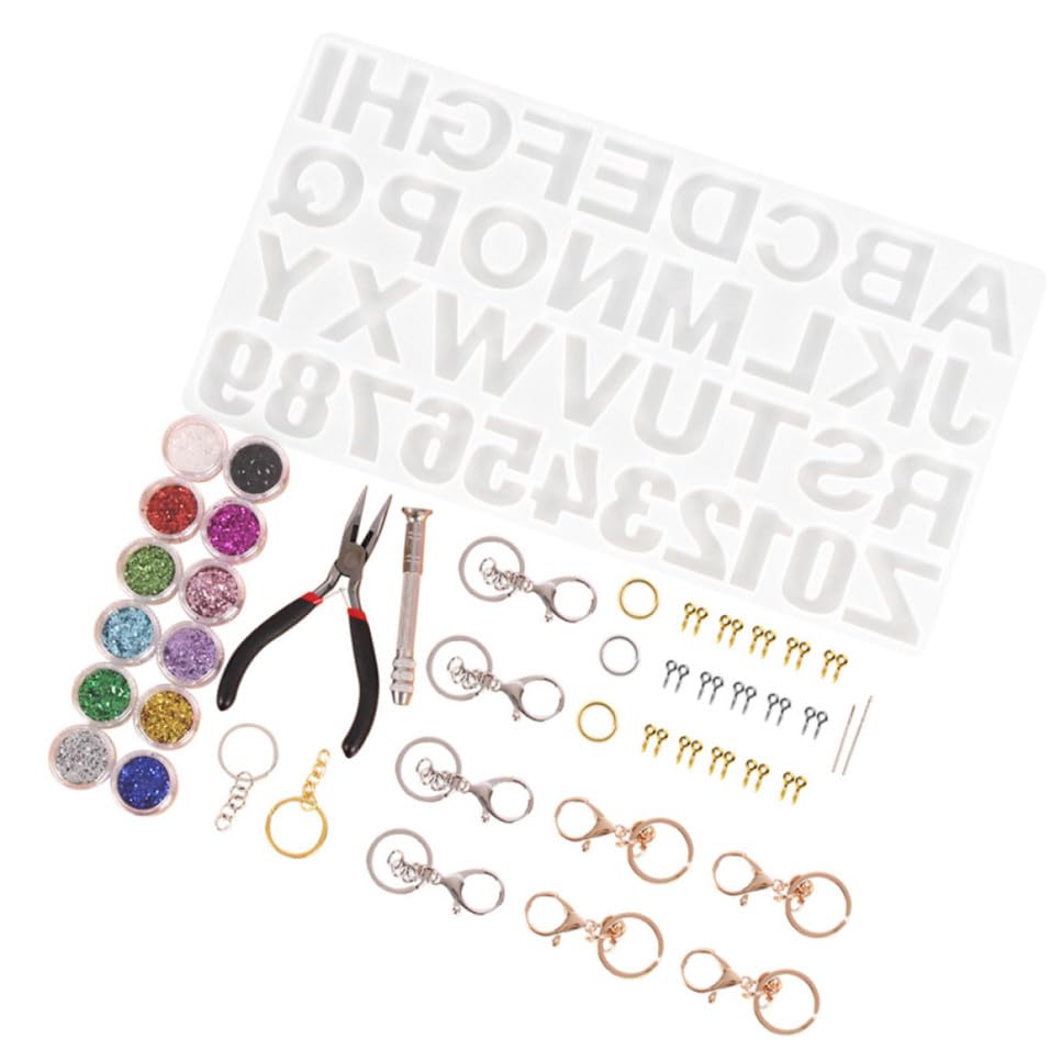 Moldes de letras de silicona para resina epoxi y kit de accesorios de joyería DIY
