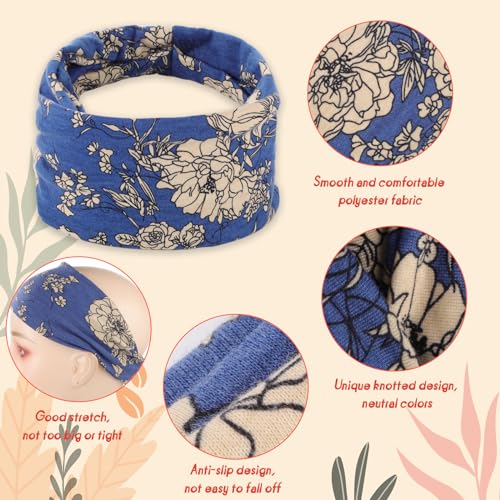 8 Pack Headbands for Women Boho Style Headbands Non Slip Wide Headband Hair Wrap for Women Girls, Bohemian colors 1 - Image 3