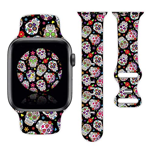Halloween Day Of The Dead Sugar Skull Skeleton Watch Band Compati...