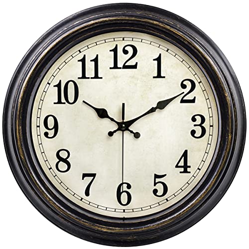 45Min 12 Inches Retro Wall Clock, Silent Non Ticking Battery Operated Movement, Decor For Home/Wall Decor, Easy To Read, Decorate For Bedroom Living Room Office(Balck Gold) #TOP5