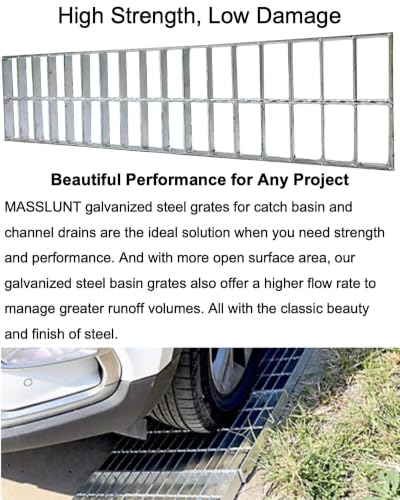 Image of Galvanized Steel Drain Grate, Driveway Channel Cover 24x6 in