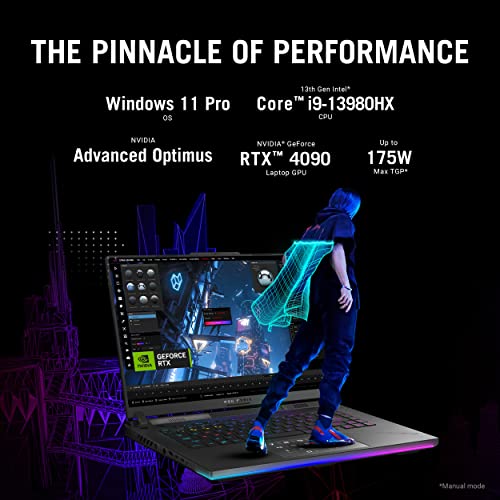 ROG Strix Scar 16 (2023) Gaming Laptop, Nebula HDR QHD 16" 240Hz/3ms, 1100 nits, Mini LED, GeForce RTX 4090, Intel Core i9-13980HX, 32GB DDR5, 2TB PCIe, Wi-Fi 6E, Windows 11 Pro, Off Black - Notebook - Immagine 1
