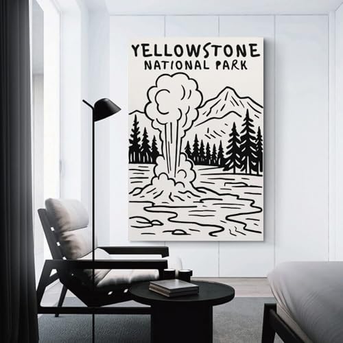Tableau sur toile Yellowstone décoration murale maison et grand salon 50x75cm