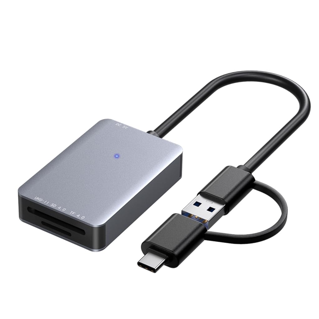 Lector de tarjetas de memoria 2 en 1 compatible con tarjetas UHS y UHS I para dispositivos digitales
