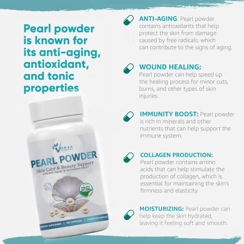 Pearl Powder Supplement 500Mg, 120 Capsules - Natural Source Of Calcium & Amino Acids, Anti-Aging Antioxidants For Skin Care, Non-Gmo #TOP4