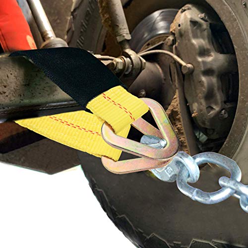 Robbor Axle Strap With D-Ring And Protective Sleeve 36 In. X 2 In Axle Tie Down Straps Offer 3333 Lb. Capacity (Wll) 10,000 Breaking Strength Heavy Duty Car Axle Tow Straps #TOP6