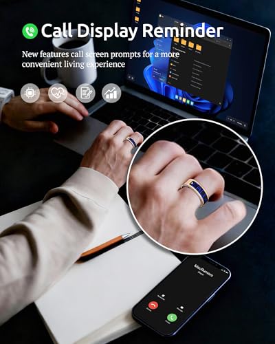 Image of Smart Ring for Women & Men with Display, Health Ring with Heart Rate, Sleep Monitor, IP68 Waterproof Fitness Ring, Fitness Tracker Ring, No APP Fee for iPhone and Android (Rose Gold, 8#)