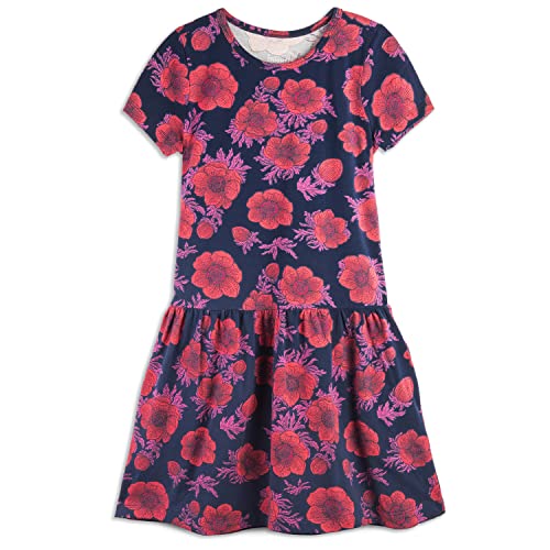 Mightly Girls’ Short Sleeve Tiered Dress with Pockets - Summer Cotton Sundress for School, Dance & Birthday Parties