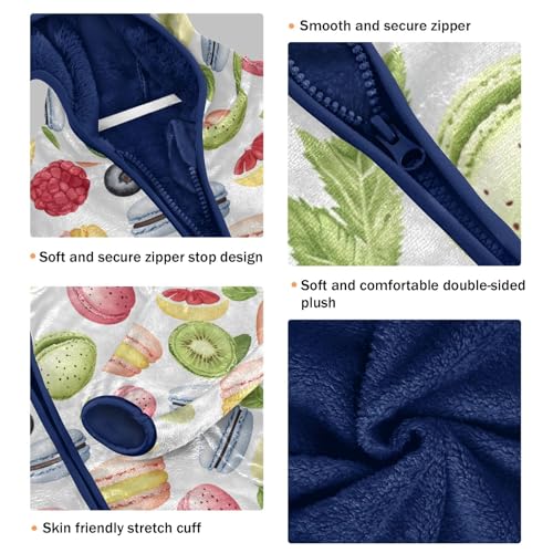 Macaron Fruit Colorful Girls Fleece Jacket Girls Fall Jacket Boys Coats Zip Up Hoodie Children Sherpa Warm Outerwear 2-10T3