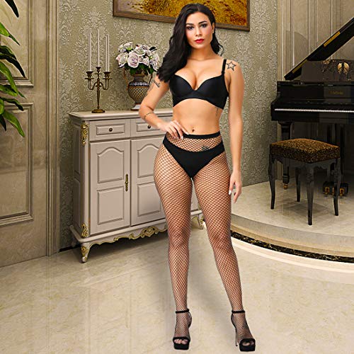 Image of Fishnet Stockings for Women, Black Fishnets Fish Net Stocking High Waist Sexy Tights Pantyhose Mesh Stockings