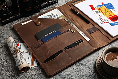Personalized Leather Portfolio for Men, Engraved Leather Clipboard Portfolio Binder, Custom Leather Legal Pad Padfolio, Christmas Gift for His/Her (Notepad, Khaki-Standard)