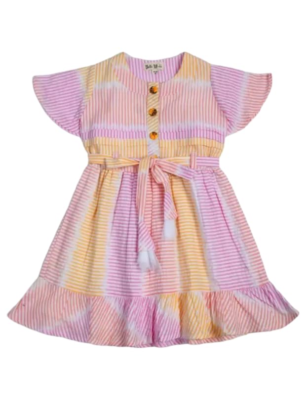 Image of mini mama Girl's Cotton Fit and Flare Knee-Length Dress