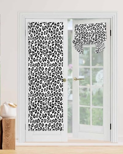 Debedcor Blackout French Door Curtains, Black Abstract Art Thermal Insulated