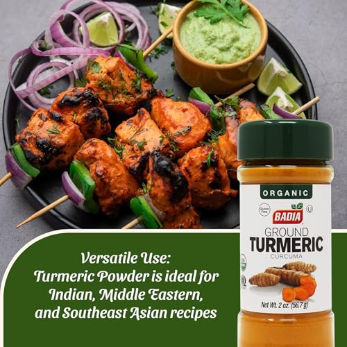 Image of Badia Organic Turmeric Powder, 2 oz - Rich in Curcumin, Perfect for Cooking, Smoothies & Wellness