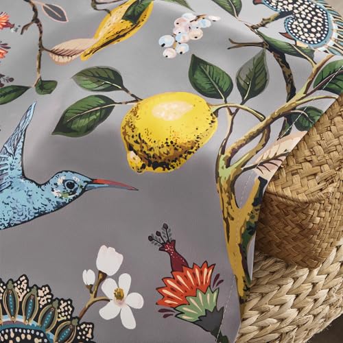 Image of 90 Inches Long Curtains 2 Panels for Living Room Bedroom Unique Elegant Colorful Floral Hummingbird Patterned Rustic Pinch Pleated Drapes for Classroom Room Office 40x90,Grey