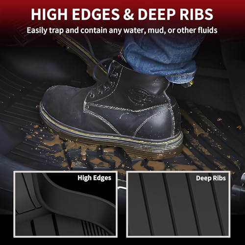 Image of LASFIT Floor Mats for BMW X3 2018-2024 /X4 2019-2025 30i M40i 30e M40i | All Weather TPE Custom Fit Weather Waterproof Floor Liners, 1st & 2nd Row Car Mats Accessories, Black