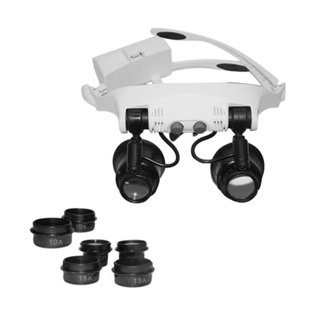 asdchZen Illuminated Hands Head Magnifier With Detachable Lenses Head Mounted Lighted Magnifying Glasses For Reading,Jewellery Loupe,Watch And Electronic Repair