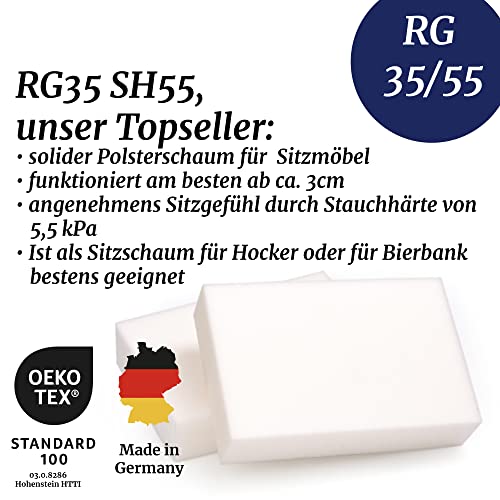 Frankenschaum Schaumstoff Platte RG35/55 – 2 Cm X 200x130 Cm, Sitzpolster Zum Selberzuschneiden