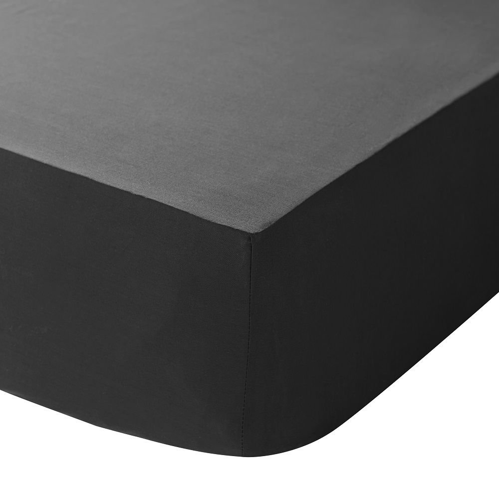 Catherine Lansfield Unisex Black 'Easy Iron Percale' Combed Polycotton 25Cm Depth Sheet In | Size: King Fitted