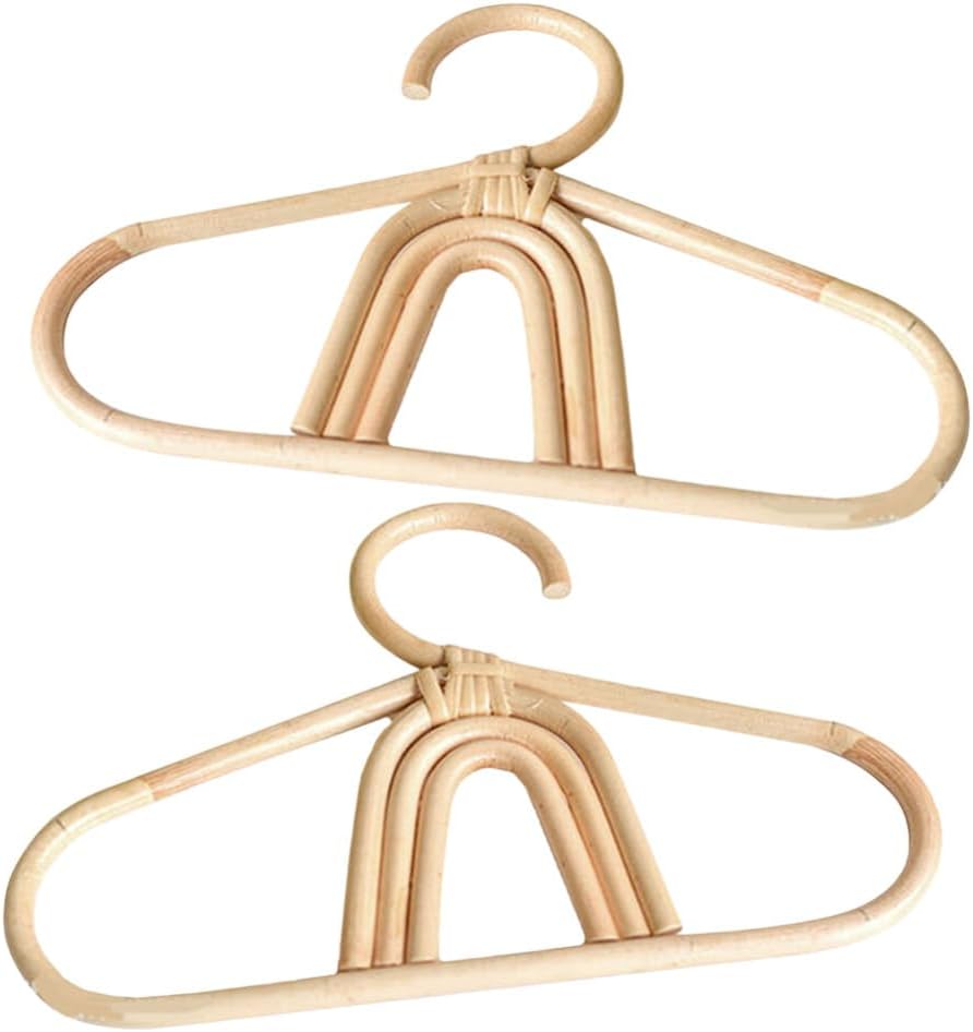 Cabilock Rattan Children's Hangers Set of Surface Non-Slip Ideal for Nursery Baby Shower and Home