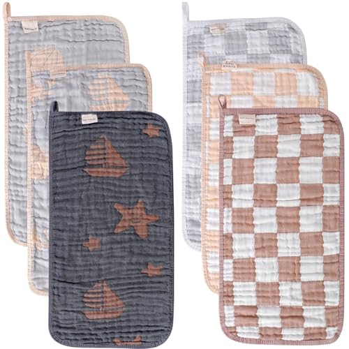 Image of HardNok Ultra-Soft & Absorbent 6-Pack Muslin Baby Burp Cloths - 20x10 Inches, Perfect for Messy Mealtimes with Newborns & Infants. Easy-Clean & Reusable