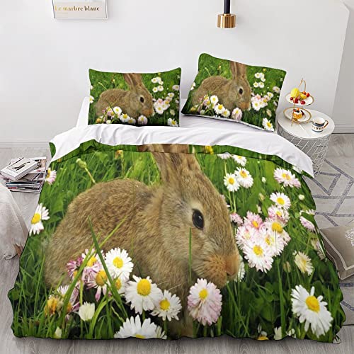 Housse de couette lapin King Size 220x240cm avec impression 3D haute définition