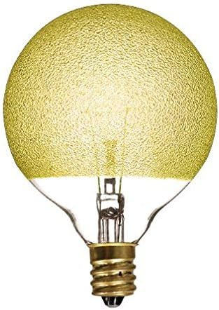 Bulbrite 40G16/ICE/E12 40-Watt Incandescent Crystal Collection G16 Globe, Candelabra Base, Amber Ice, 12 Bulbs