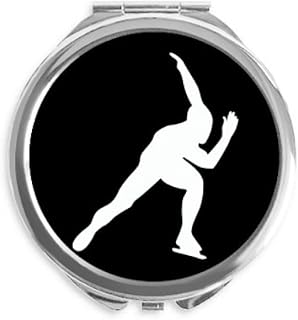 Sport Roller Skating Black Outline Hand Compact Mirror Round Portable Pocket Glass