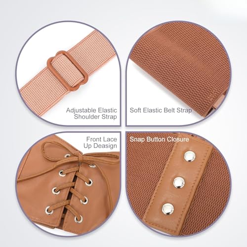 Women's Genuine Leather Waist Belt, Steampunk Underbust Corset Belt for Halloween 5