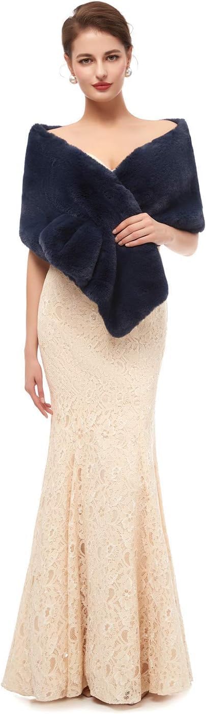 Faux Fur Wrap for Women,Winter Shawl for Wedding Stole Shrug Fur Cape 1920s - Image 6
