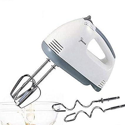 crownish Hand Mixer with Stainless Steel Attachments, 7 -Speed, Includes; Beaters, Dough Hooks, Ice-Cream Egg Cake/Cream Mix, Egg Bitter (Color May Vary) (260 Watt)