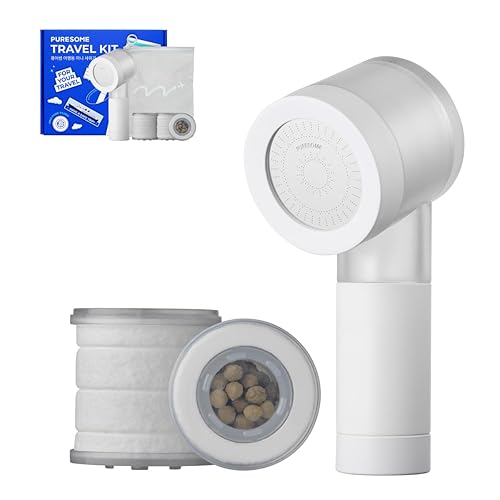 BODYLUV Puresome - Juego de mini cabezal de ducha de viaje con filtro puro, kit de ducha portátil compacto con spray de alta presión, reducción de