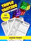 Triple Yahtzee Score Pads: Large Print Triple Yahtzee Score Sheets for Scorekeeping. 8.5 x 11