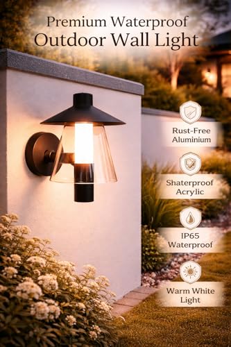Image of FILLISKA LED Wall Light, 12 Watt, Indoor /Outdoor, Warm White, IP-65 Rated (Black Hat -588)