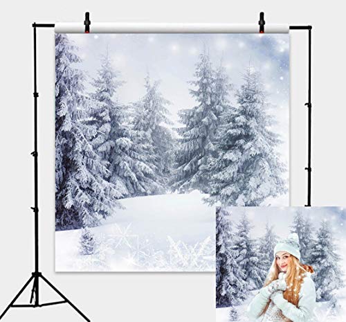 DANIU Winter Wonderland Backdrop Snow Scene Forest Pine Tree Christmas Holiday Photography Background Baby Newborn New Year Photo Studio