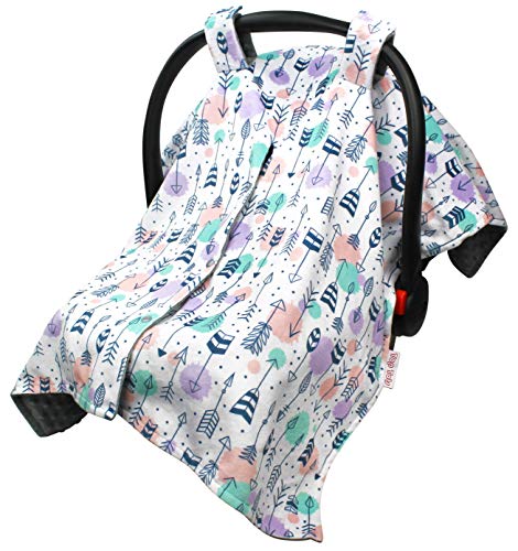 Image of Top Tots Baby Car Seat Canopy Cover - Navy Blue Arrows on White