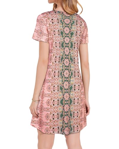 Image of JOLIGAL Summer Dresses for Women Casual Short Sleeve Sundress Scoop Neck Beach T Shirt Dress with Pockets 2026