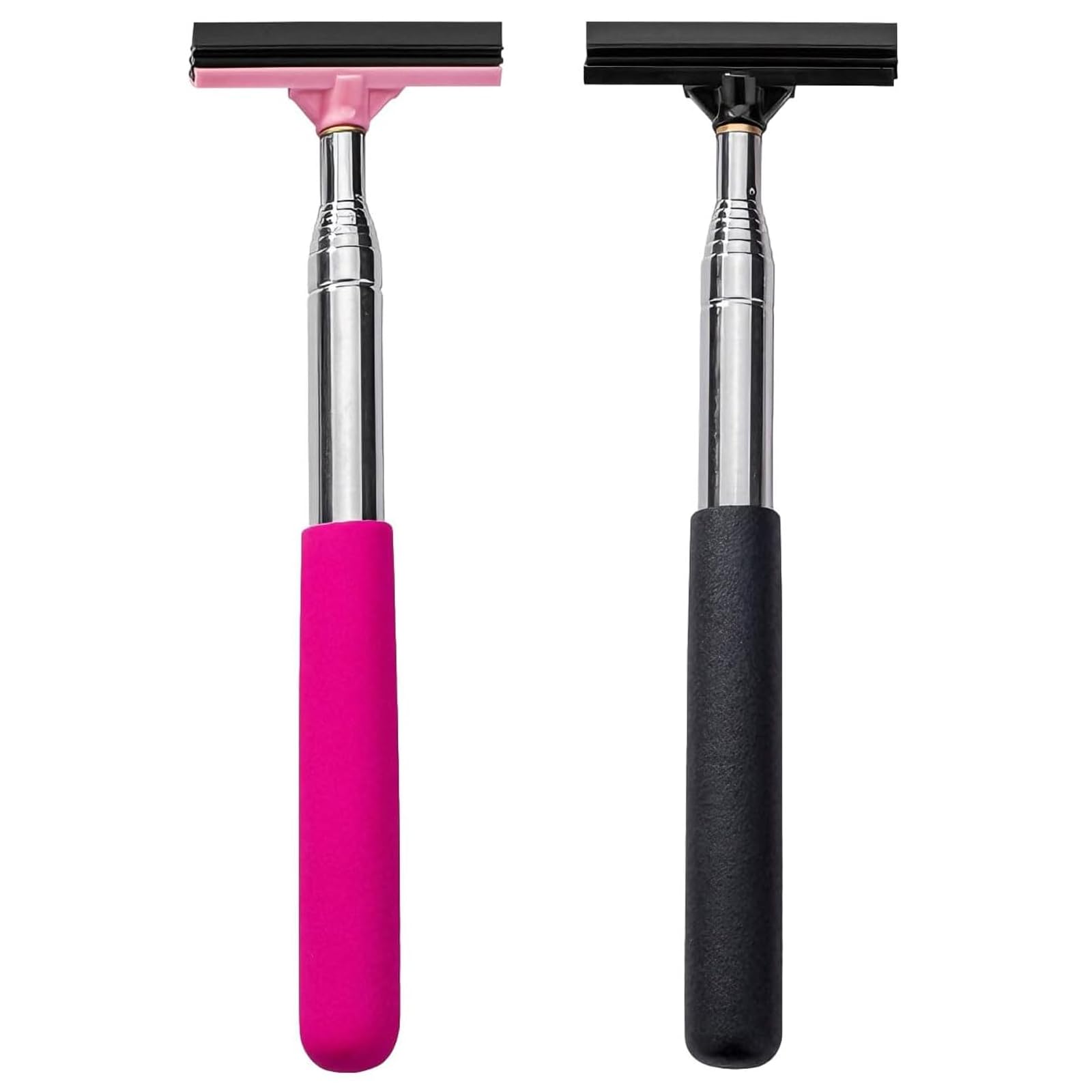 Asrejur Black 2 Pcs Car Wing Mirror Wiper, Retractable Wing Mirror Squeegee, Extendable Squeegee, Universal Automotive Accessories For All Vehicles, Windshields, Bathroom Mirrors And Windows( And Pink)