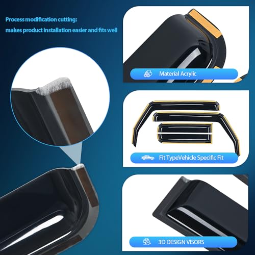Image of Nilight in-Channel Window Visors for Wrangler JL 2018-2026, 4PCS | Fits Jeep Gladiator 2020-2026, Smoke Acrylic Window Deflectors for Rain Protection and Less Wind Noise