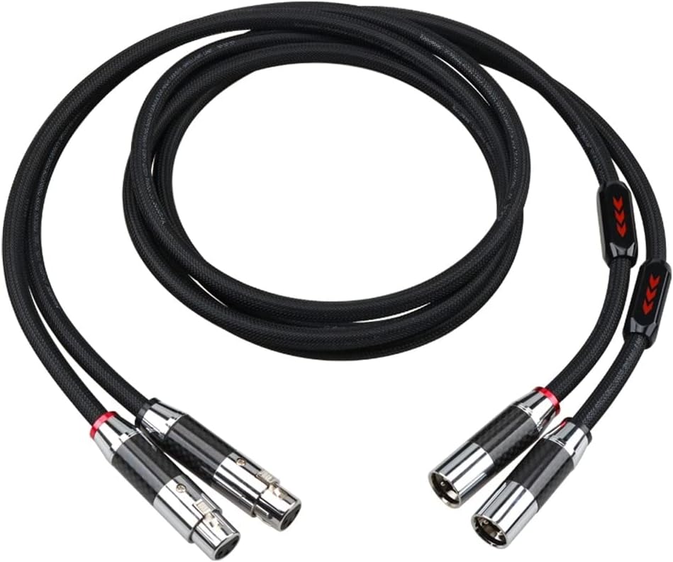 6N Pure Silver XLR Balanced Cable Professional HiFi Audio Interconnect Line Carbon Fiber Plug (9.9Ft / 3m)